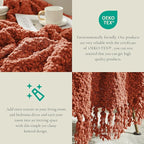 Amélie Home Knit Throw Blanket with Tassels for Couch, Luxury Boho Throw Blanket for Summer Orange, 50"x60"