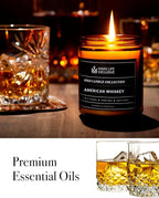 Scented Candles for Men | Whiskey Scented | Wooden Wick, Long Lasting, Masculine Scents | Natural Soy Jar Candle for Home, Bacehlor Pad Decor | The Perfect Mens Gift