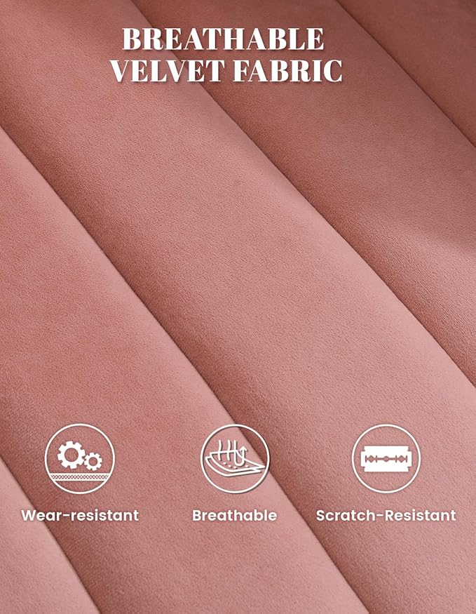 Kromax Swivel Accent Chair with Armrest, Set of 2, Mid Century 360 Degree Swivel Barrel Chair Overstuffed Tufted Velvet, Ideal for Living Room, Bedroom, Reading Room, Light Pink