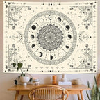 Lunerfex Mandala Moon Tapestry Boho Tapestry for Bedroom Black and White Tapestries Wall Hanging Living Room Wall Art and Home Decor 44x60