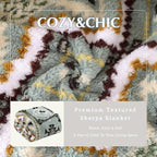 CASAAGUSTO Boho Sherpa Blanket, Aztec Twin Blanket,Ultra Soft, Warm, Cozy, Plush, Thick Fleece Throw Blanket for Couch, Bed, Sofa (Olive Green 60 * 80 Inch)