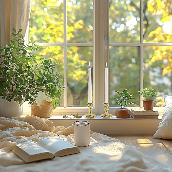 Glass Candlestick Holder,Striped Taper Candle Holders,Set of 6 Candle Stand for Table Centerpieces, Home Decor,Weddings,Festival and Parties (Gold Diamond)