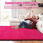 Shag Area Rug for Bedroom 4x6,Fluffy Area Rugs for Living Room,Soft Fuzzy Rug Non-Shedding Indoor Plush Carpet for Kids Bedroom Nursery Dorm Home Decor,Hot Pink