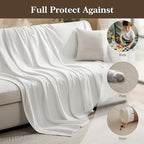 Couch Cover for Dogs Sectional Sofa Covers Washable for 3 Cushion Couch, Chenille Couch Cover Blanket, Sectional Sofa Slipcovers, Multi-Use Furniture Protector for Kids, Pets, 71" X150", White