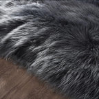 Latepis Round Area Rugs Dark Gray 6.7ft Faux Sheepskin Fur Circle Rug for Living Room Bedroom Fluffy Shaggy Furry Rug Room Decor