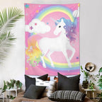 yowecso Unicorn Tapestry Rainbow Wall Hanging for Bedroom, Pink Unicorn Tapestries Aesthetic Wall Decor for Home, Dorm, Living Room - 60"x90"