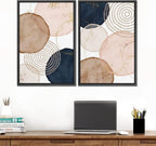 SIGNFORD Framed Wall Art Print Set Pastel Watercolor Vibrant Circle Collage Abstract Shapes Illustrations Modern Minimalist Relax/Calm Multicolor for Living Room, Bedroom, Office - 24"x36"x2 Black