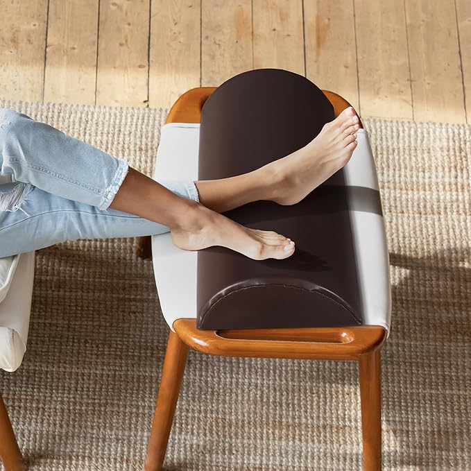 HOMBYS PU Leather Recliner Leg Rest Cushion, Bolster Foot Pillow for Legs, Recliner Foot Pillow, Multipurpose Half Moon Leg Pillow & Back Lumbar Support Cushion for Bed, Chair, Sofa-23"x10"x4"