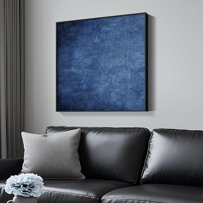 Framed Navy Blue Modern Abstract Wall Art, Canvas Paintings Artwork for Walls, Minimalist Blue Art Prints Pictures for Living Room, Hallway, Bedroom, Office, Bathroom Wall Decor -24x24 Inch