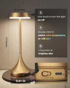 EZVALO Set of 2 Cordless Table Lamps, Rechargeable 6000mAh Battery Operated Lamp,3 Color & RGB Color Changing Stepless Dimming Outdoor Table Lamp for Dinner/Patio/Living Room/Restaurant/Bar