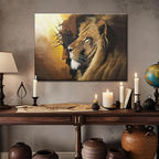 Fantasy Artists Framed Jesus Christ Canvas Wall Art The Lion of Judah Christian Painting Prints Biblical Wall Decor Religious Room Decor for Church Prayer Room Christian Schools Hospitals 12" x 16"