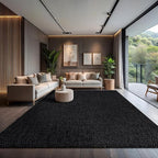 CAMILSON Easy Jute Rug 9x12, Indoor Outdoor Dark Gray Black Farmhouse Area Rugs for Living Room Patio and Kitchen Rug Solid Boho Woven Design Easy-Cleaning Washable Outside Carpet Alfombras (9 x 12)