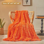 XeGe Luxury Faux Fur Bed Blanket, Orange Soft 60x90 Fluffy Throw, Shaggy Plush Decorative Blanket, Cute Furry Fuzzy Bed Throw for Bedroom Living Room Sofa, Orange, 60x90