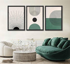 3 Pcs Sage Green Boho Canvas Wall Art Modern Abstract Minimalist Neutral Bohemian Sun Geometric Line Painting Picture Wall Decor Poster Print Artwork for Living Room Bedroom Home Decoration Unframed