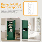 Tall Narrow Storage Cabinet 66.93" H Tall Bathroom Cabinet Metal Pantry Cabinets, 4 Adjustable Shelves for Kitchen, Home Office, Living Room, Dinning Room (20 inches Wide Green)
