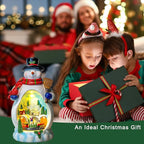 Snowman Figurine Lighted Christmas Village with Animated Rotating Train - Battery or USB Powered Snowman Decor Ornaments, LED Lights & Festive Music for Tabletop Home Holiday Collection Decorations