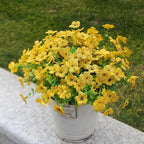 Yellow Artificial Outdoor Flowers 12 Bundles Fake Daisy Faux Mums Fall Plants Cheerful Weatherproof Floral Arrangements Decoration for Outside Landscaping Decor (Yellow Daisy)