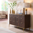 T4TREAM 7-Drawer Dresser Fluted Design, with Gold Accents (Dark Walnut)