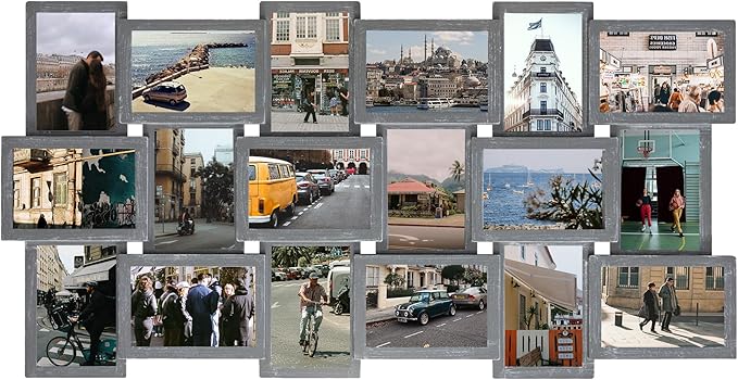 Jerry & Maggie 4X6 Collage Picture Frames for Wall Decor, 18 Opening Collage Wall Hanging for 6x4 Photo, Multi Picture Frame Set with One-piece Design Ashes