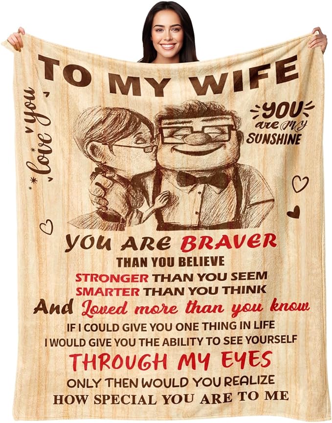 Gifts for Wife from Husband - Wedding Anniversary Birthday Gifts for Women - Romantic I Love You Present for Her - Christmas Mothers Day & Valentines Day Gifts for Wife - To My Wife's Blanket 50"x60"