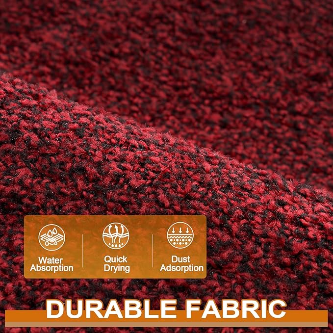 Mibao Front Door Mat, Dirt Trapper Welcome Mat for Outdoor Indoor, Non-Slip Waterproof Doormat, Durable Machine Washable Low Profile Entry Rug for Back Door Outside Patio Porch, 72" x 48", Red