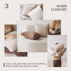 Foindtower Set of 2 Curly Teddy Wool Faux Fur Pillow Covers Decorative Boucle Textured Lumbar Throw Pillow Oblong Accent Pillowcases Sheepskin Cushion Case for for Chair and Couch 12"x20" White
