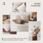 Foindtower 2 Pieces 24x24 Inch White, Faux Fur Throw Pillow Cover Accent Sherpa Pillow Fuzzy Soft Pillowcases Sheepskin Decorative Fleece Cushion Case for Bed Couch Living Room