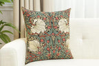 Charlotte Home Furnishings Pimpernel Red Green Floral Throw Pillow Cover 18” x 18” – Double-Sided Tapestry Cushion Cover for Couch, Sofa, or Bed | 100% Cotton Jacquard Woven in Europe