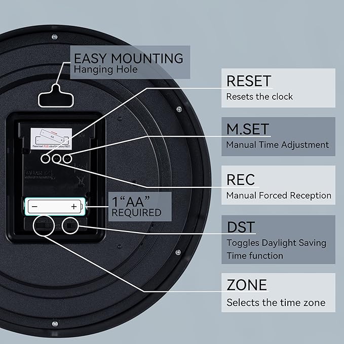 Atomic Wall Clock 10 Inch, Modern Clock Battery Operated Classic Analog Decorative for Kitchen, Living Room, Office, Bedroom, Bathroom (Silver)