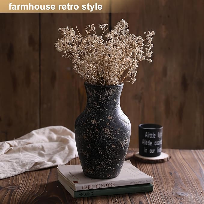 Farmhouse Vase for Home Decor, Vintage Rustic Terracotta Flower Vase Suitable for Home Decor, Living Room, Shelf, Dining Table. ZSHLXM