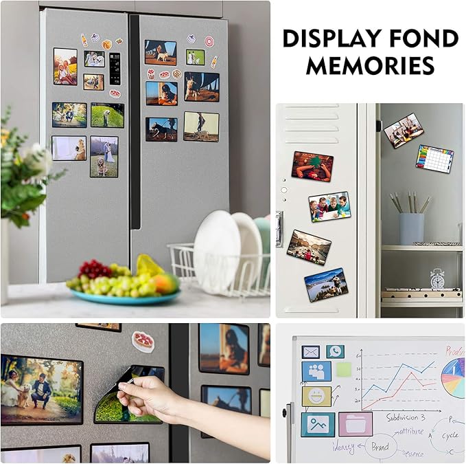 Magicfly Magnetic Photo Frame, Pack of 30, Fits 4 X 6 Inch Photos, Magnetic Picture Frame with Clear Photo Pocket for Refrigerator, Fridge, Office Cabinet, Black