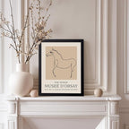 Poster Master Vintage Poster - Retro Minimalist Print - Gift for Artist, Friend - Horse, Line Drawing, Sketch, Abstract - Wall Decor for Living Room, Bedroom, 11x14 Black Framed