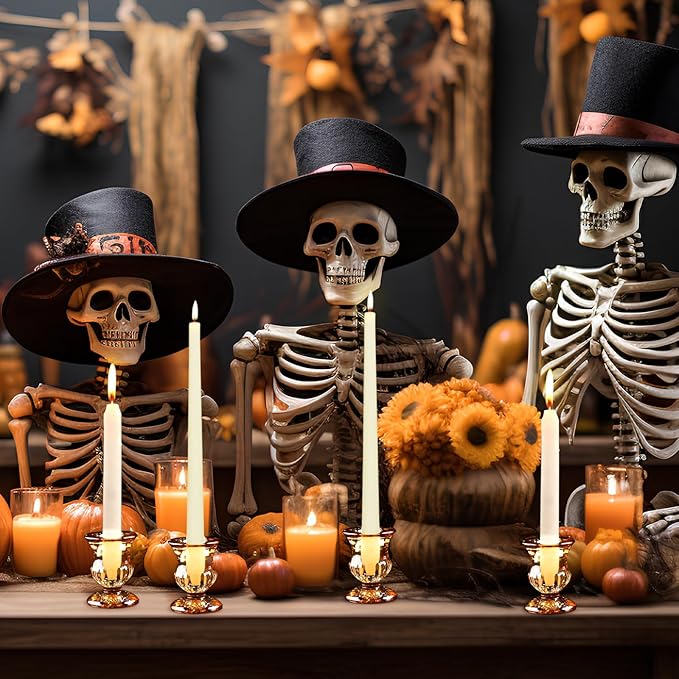 Foaincore 42 Pcs Candlestick Holders Bulk 2.5 Inch Taper Candle Holder for Table Centerpiece Thick Glass Ritual Candle Stand for Wedding Christmas Valentines Festival Party Decorations(Gold)