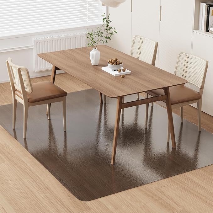 5'×7' Large Vinyl Area Mat for Floor, Translucent Black Scratch Resistant Floor Protector for Under Dining Table, No Spill Durable PVC Area Rug for Garage, Bedroom, Lvinig Room