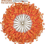 20 Bundles Artificial Flowers for Outdoor Fake Plants for Autumn Decoration,Faux Eucalyptus Flowers for Planter UV Resistant Lifelike for Home Porch Garden (Fall Red)