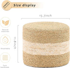 Handwoven Seagrass Ottoman Pouf, Round Outdoor Footstool with Sturdy Frame, No Assembly Needed, Boho Accent Stool for Indoor & Outdoor Use – Patio, Balcony, Living Room (Seagrass White)