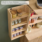 OKD Fluted Kitchen Pantry, 72" Tall Mid Century Modern Storage Cabinet with Adjustable Shelves & Door Organizer, Wood Cabinet for Kitchen, Living Room, Natural Oak