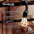 Brightech Ambience Pro Incandescent Outdoor String Lights - Commercial Grade Waterproof Patio Lights with 48 Ft Dimmable Edison Bulbs, Porch String Lights for Patio, Backyard - 15 Bulbs 11W