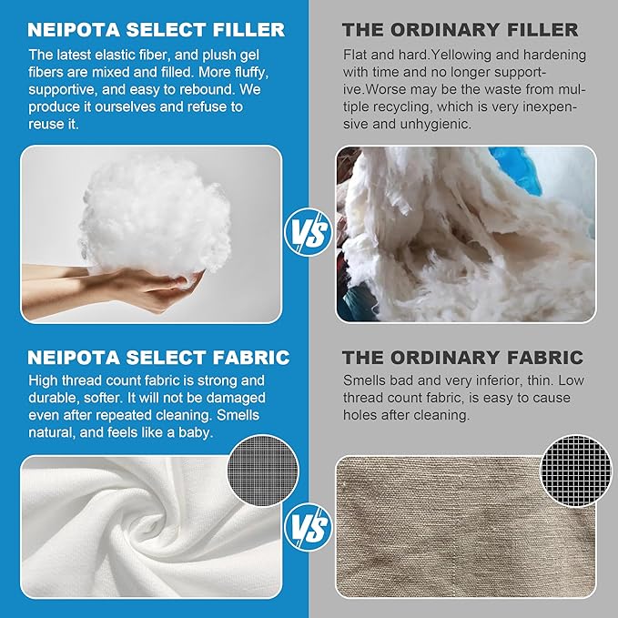 Bed Pillows for Sleeping Queen Size Set of 2, Cooling Pillow 2 Pack for Side Back and Stomach Sleepers Down Alternative