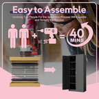 71" Storage Cabinet, Metal Pantry Cabinet, Kitchen Pantry Storage Cabinets with Doors and 4 Shelves for Laundry Room, Living Room, Dinning Room, Assembly Required, Black