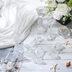 Mumufy 6 Pack Glass Taper Candle Holders Clear Candlestick Holder Fit 0.8 Inch Candles 4'' 6'' 8'' Tall Crystal Decorative Candlestick Stand Centerpiece for Table Wedding Dining Party (Vertical)