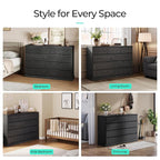 LINSY HOME 9 Drawer Dresser for Bedroom, 53" Wide Chest of Deep Drawers, Modern Farmhouse Wood Dressers with Storage, Large Drawer Organizer for Bedroom, Living Room, Handless Design, Black