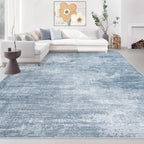 Area Rugs 9x12 Living Room: Washable Rug Modern Abstract Large Rugs Soft Non Slip Neutral Rug Stain Resistant Indoor Carpet for Bedroom Kitchen Dining Room Table Nursery Home Office Rugs(Blue,9'x12')