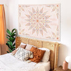 Fowocu Boho Floral Mandala Tapestry for Bedroom Aesthetic Pink Bohemian Flower Wall Tapestry Watercolor Hippie Indian Small Tapestries Wall Hanging for Living Room Dorm Decor 40 x 30 Inch