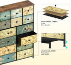 Tohomeor Dresser with Drawers for Bedroom Chest of Drawers Fabric Dresser for Closet,Nursery Entryway Hall Tree TV Stand for Living Room Retro Floral Pattern Drawers Wooden Top (14 Drawers)