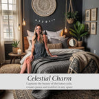 BASE ROOTS Moon Phase, White Gray Wall Decor for Bedroom & Living Room, Bohemian Wall Decor, Handmade Hammered Metal 34" 7 Phases Moon, Celestial Wall Art, Gift for Women & Kids