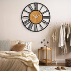 1st owned 40" Large Display Wall Clock for Home Decor - Silent,Battery Operated,Black Metal, Modern, Rustic Wood Clocks for Living Room,Farmhouse,Dining Room,Bedroom,Shop Wall Decor- Roman Numerals