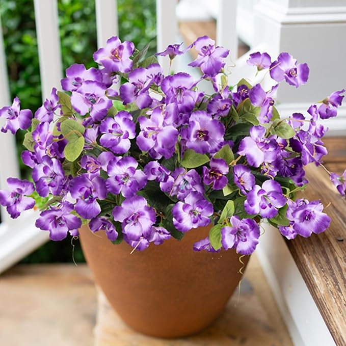 Hibiscus Artificial Flowers Plants for Outdoors Spring Decoration, 6 Bundles Silk Hibiscus Tropical Flowers Artificial Realistic UV Resistant Fake Flowers for Outside Planter Porch Patio Balcony Yard