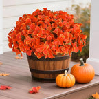 Ivydale Artificial Fall Flowers for Outdoors, 4 Bundles Faux Silk Bougainvillea Flower Plants Fake Outdoor Flowers for Planter Patio Porch Window Garden Home Decoration, Fall Orange