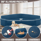HDCAXKJ Sectional Couch Cover L Shape Stretch Sofa Covers Washable Jacquard Corner Couch Slipcover Non Slip Sectional Slip Cover U Shaped Furniture Protector for Pets Dogs (Dark Blue, Large)